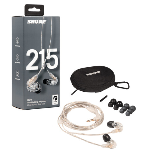 SHURE SE215 Sound Isolating Earbuds - Clear